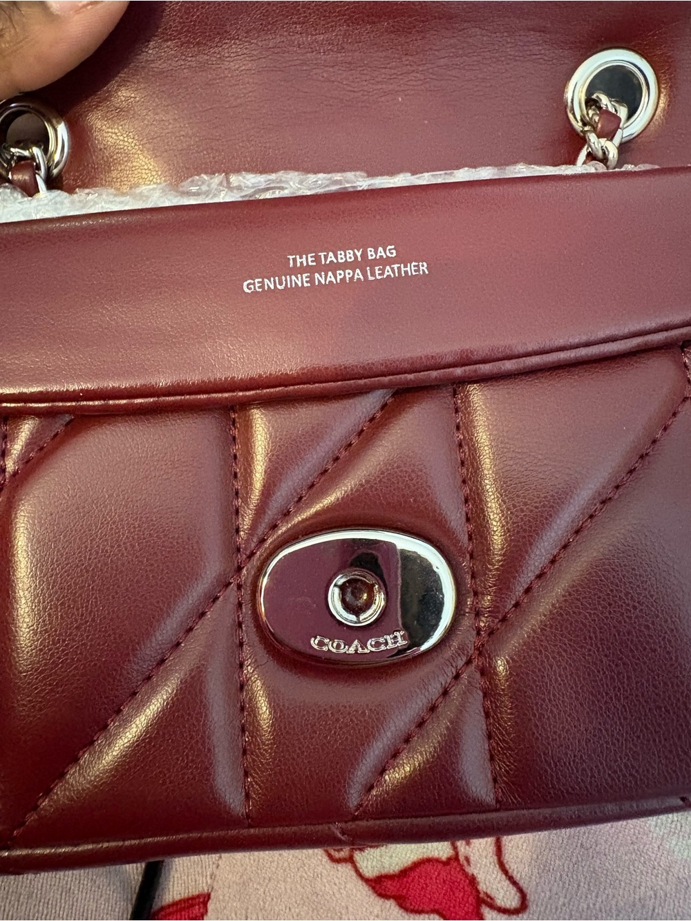 Coach Tabby Quilted Wine Leather Shoulder Bag with Silver Hardware - Picture 3 of 5